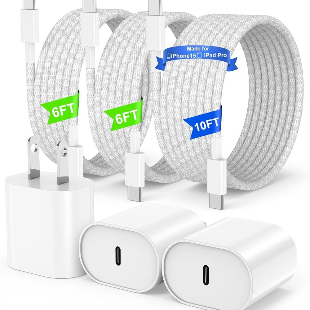 iPhone 15 Fast Chargers & USB-C Cables 3-Pack